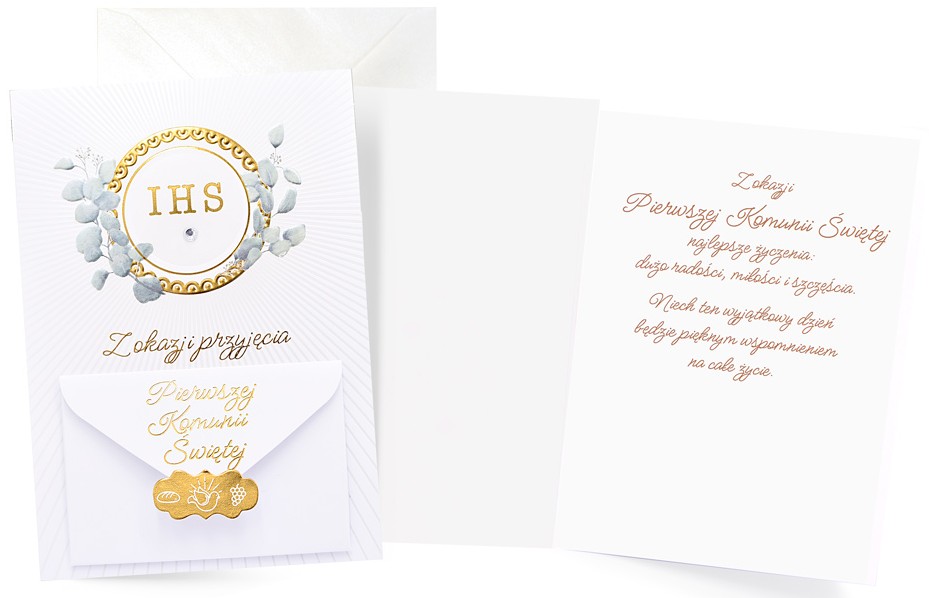 Karnet z kopertą + MINI KOPERTA: Pamiątka I KOMUNII ŚWIĘTEJ DK-1411