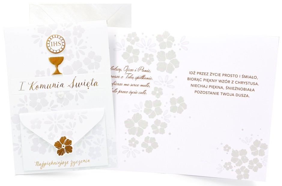 Karnet z kopertą + MINI KOPERTA: Pamiątka I KOMUNII ŚWIĘTEJ DK-1412