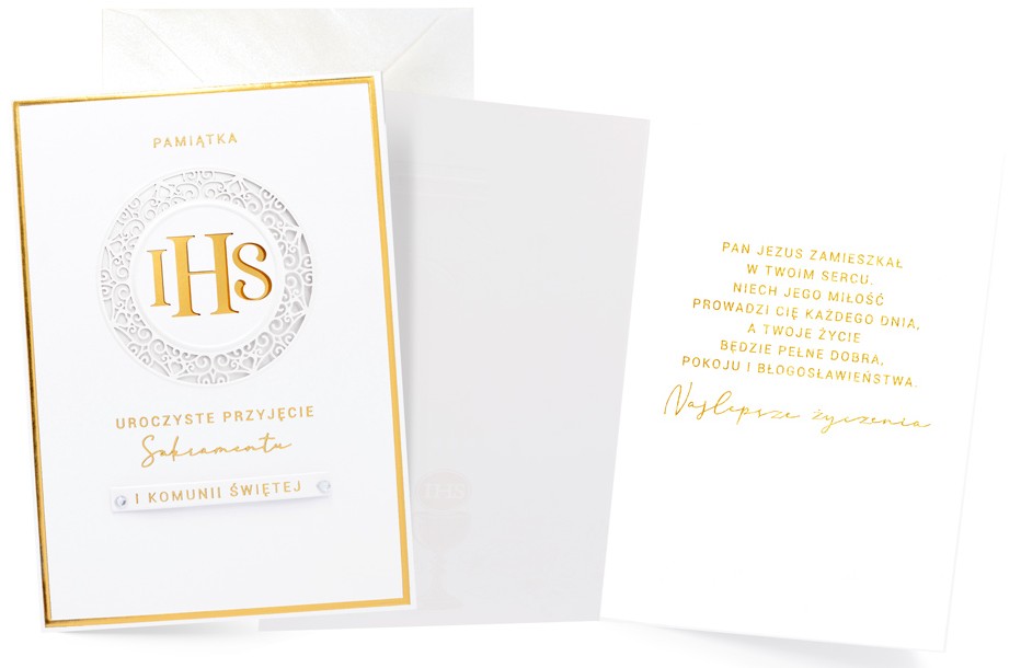 Karnet z kopertą: PAMIĄTKA Pierwsza KOMUNIA ŚWIĘTA DK-1413