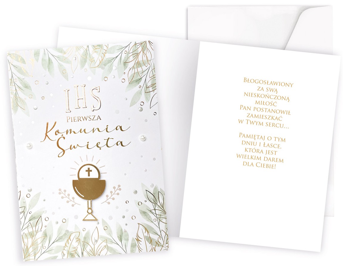 Karnet z kopertą: PAMIĄTKA Pierwsza KOMUNIA ŚWIĘTA DK-960