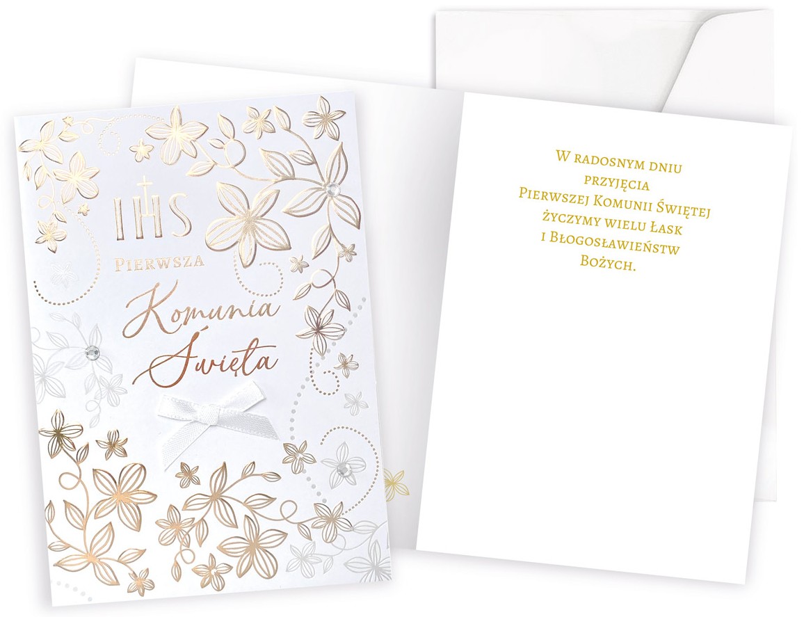 Karnet z kopertą: PAMIĄTKA Pierwsza KOMUNIA ŚWIĘTA DK-963