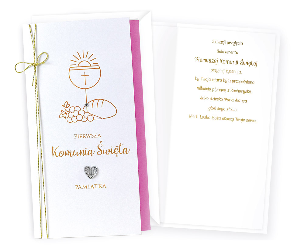 Karnet z kopertą: Pamiątka Pierwszej Komunii Świętej PM-294 (dla dziewczynki)