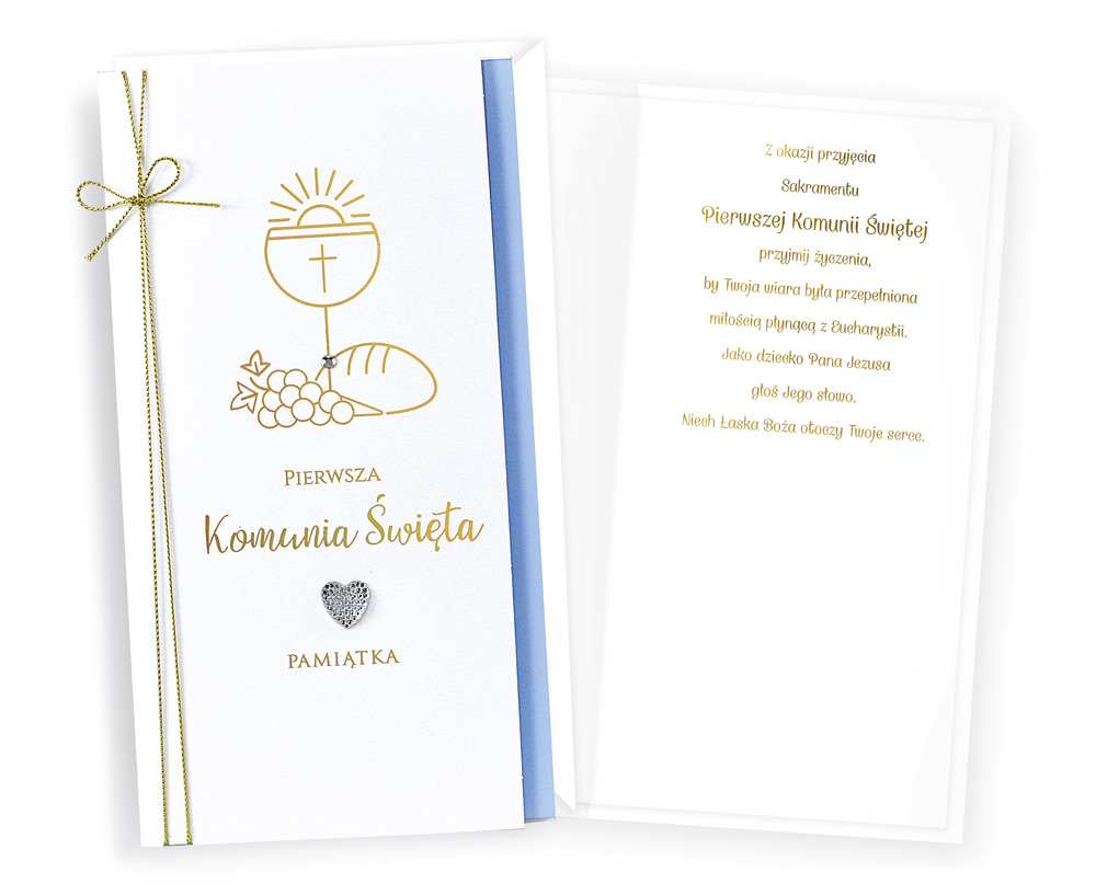 Karnet z kopertą: Pamiątka Pierwszej Komunii Świętej PM-295 (dla chłopca)