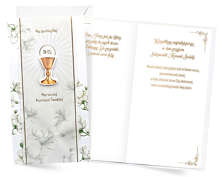 Karnet z kopertą: Pamiątka Pierwszej Komunii Świętej PM-402