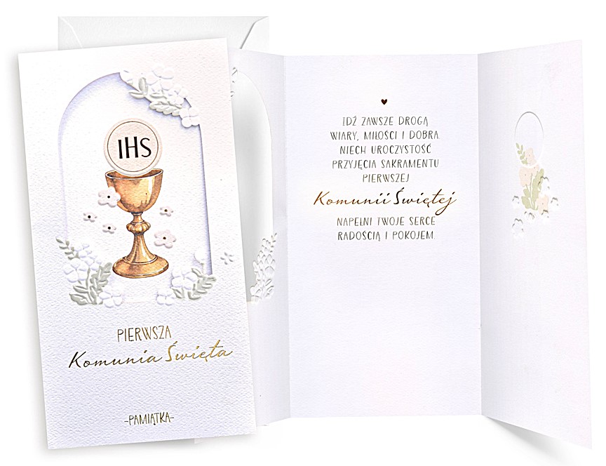 Karnet z kopertą: Pamiątka Pierwszej Komunii Świętej PM-404