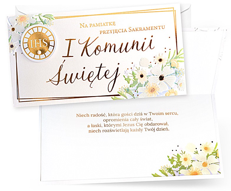 Karnet z kopertą: Pamiątka Pierwszej Komunii Świętej PM-406