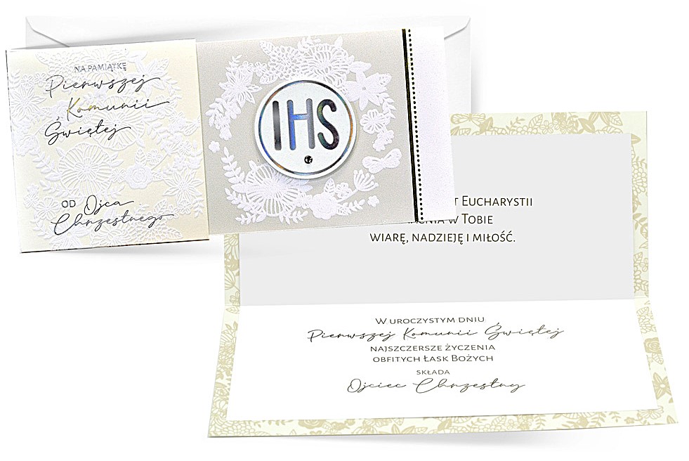 Karnet z kopertą: Pamiątka I Komunii Świętej (od Ojca Chrzestnego) KPE-0217