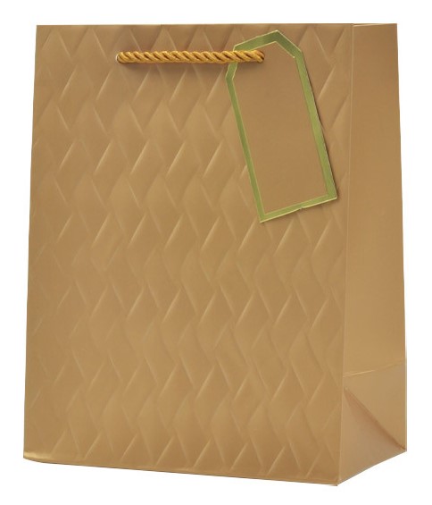 Torba prezentowa tłoczona (beżowa) 42x30x12 cm QPXL-070