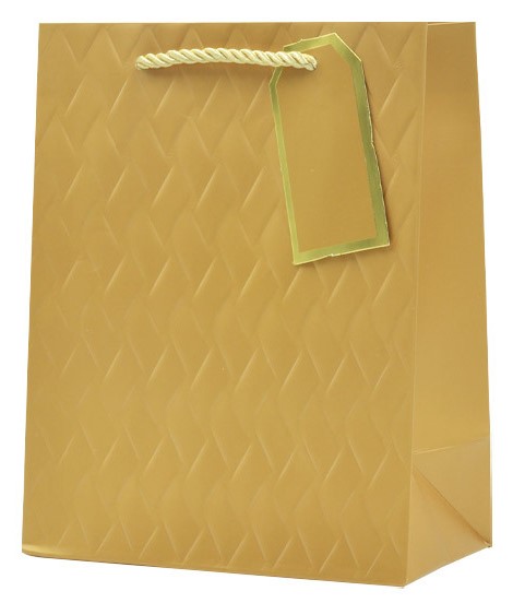 Torba prezentowa tłoczona (złota) 42x30x12 cm QPXL-070