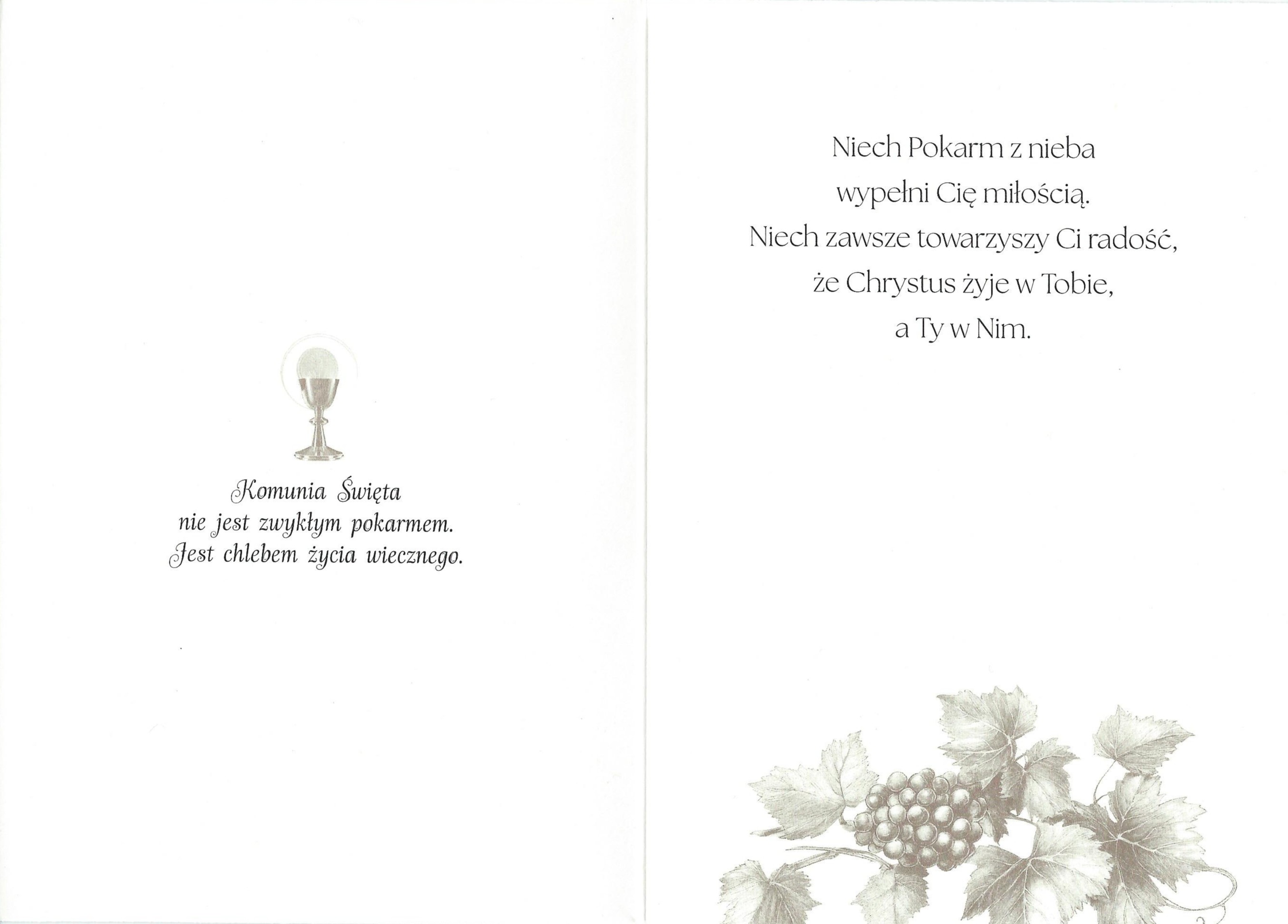 Karnet z kopertą komunijny: Chleb Życia 1 - cytat św. Jana Pawła II