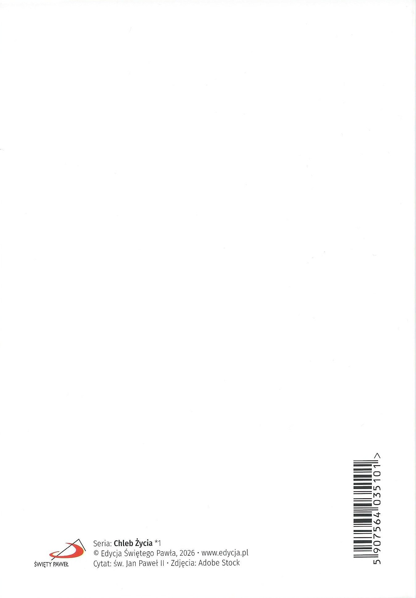 Karnet z kopertą komunijny: Chleb Życia 1 - cytat św. Jana Pawła II