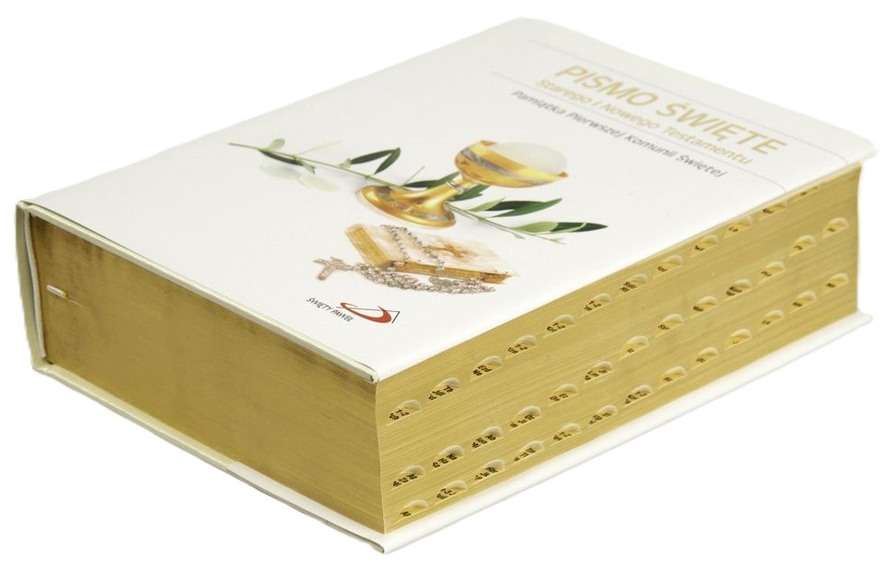 PISMO ŚWIĘTE Starego i Nowego Testamentu (złocone, paginatory) - Pamiątka I Komunii Św.