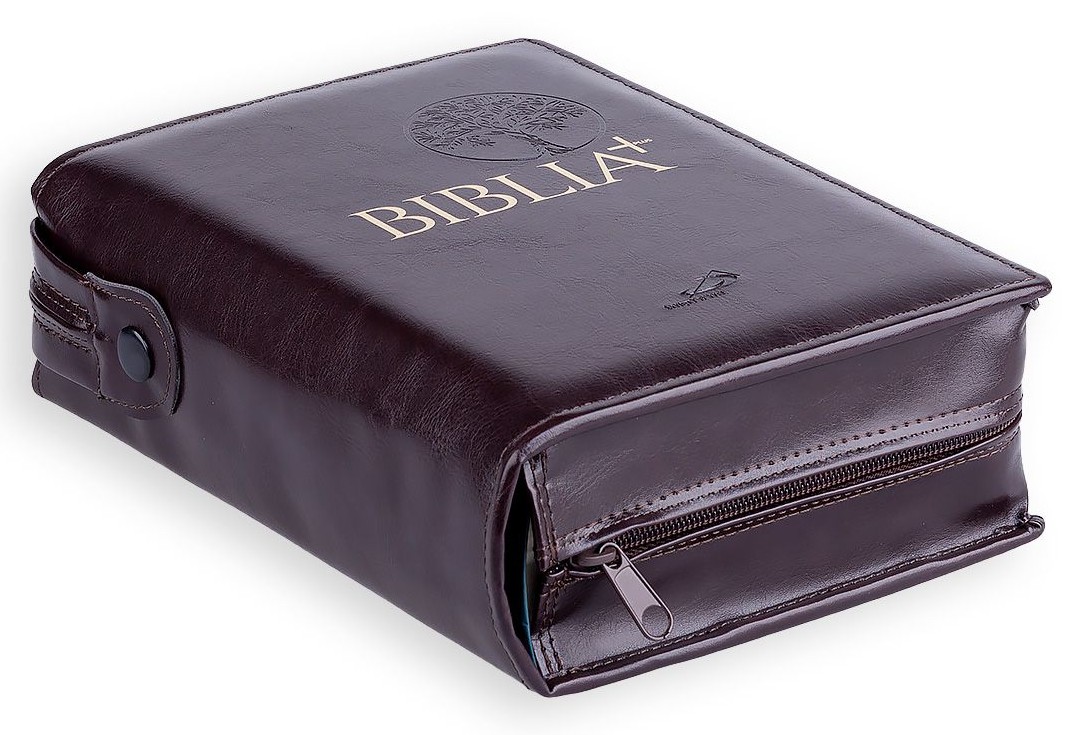 Oprawa / Okładka z suwakiem na Biblię PLUS - brązowa