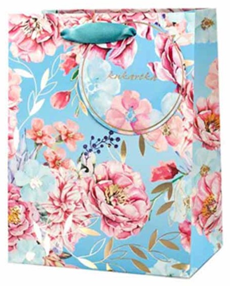 Torba prezentowa kukartka - seria kwiatowa 26x32,3x12,5 cm QL-355 wzór 3