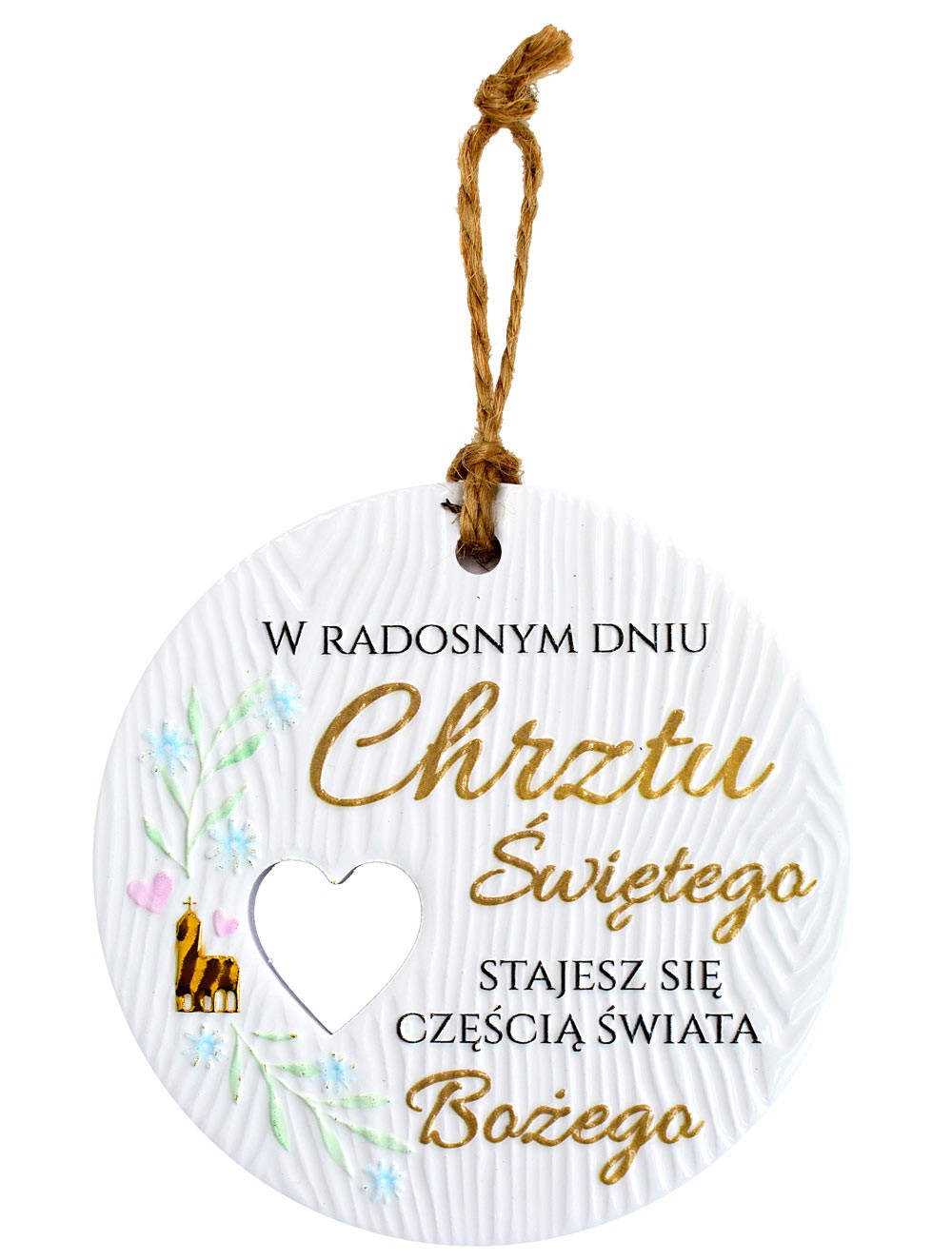 Zawieszka ceramiczna: "W radosnym dniu Chrztu Świętego..." CEZ-146