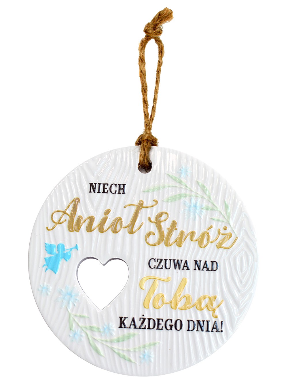 Zawieszka ceramiczna: "Niech Anioł Stróż czuwa nad Tobą każdego dnia!" CEZ-152