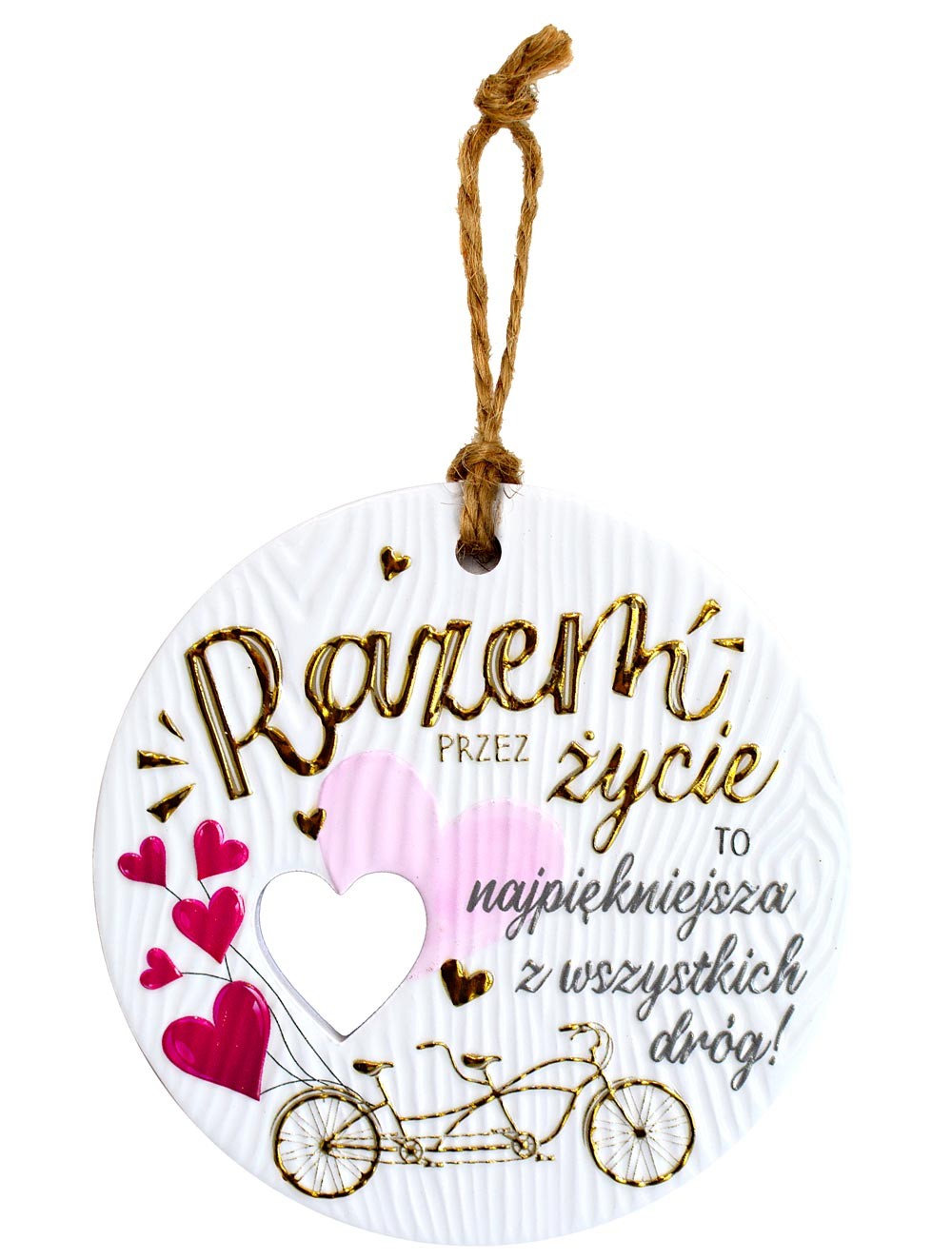Zawieszka ceramiczna: "Razem przez życie, to najpiękniejsza z wszystkich dróg!" CEZ-157