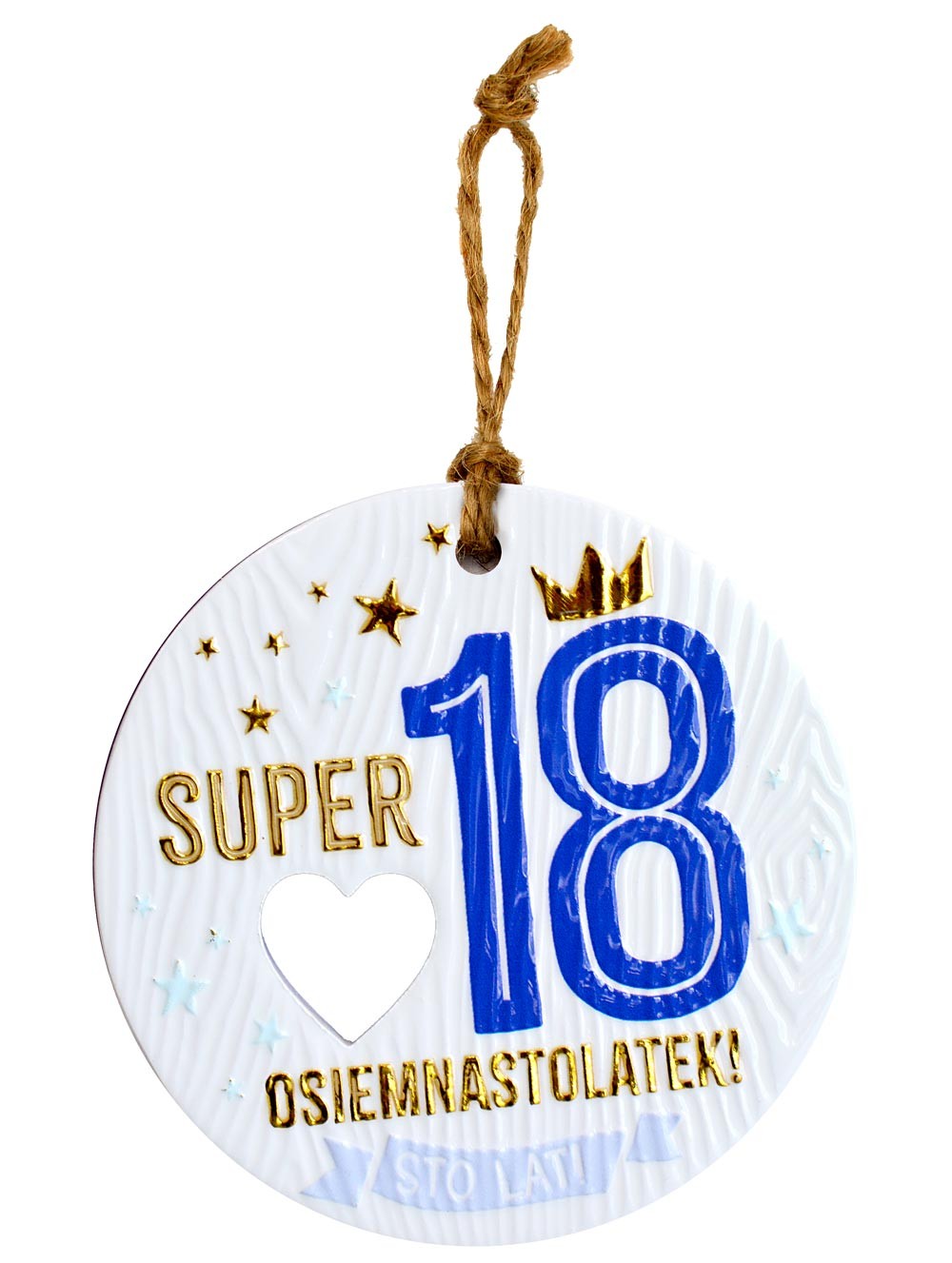 Zawieszka ceramiczna: "Super OSIEMNASTOLATEK! STO LAT!" CEZ-166