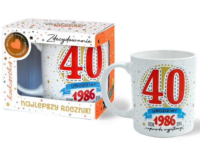 Kubek Premium kukartka Urodziny 40 (cyfry, roczniki) Q-1072