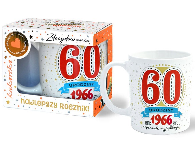 Kubek Premium kukartka Urodziny 60 (cyfry, roczniki) Q-1074