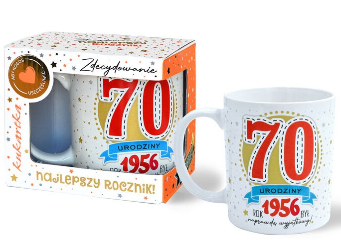 Kubek Premium kukartka Urodziny 70 (cyfry, roczniki) Q-1075