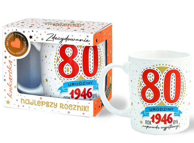 Kubek Premium kukartka Urodziny 80 (cyfry, roczniki) Q-1076
