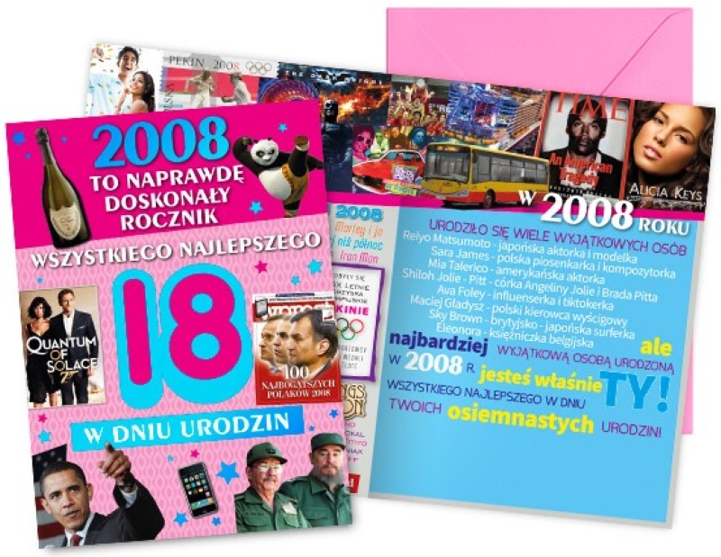 Karnet z kopertą Vision: Urodziny 18-latki (osiemnastka, cyfry, roczniki) 2026 V-127