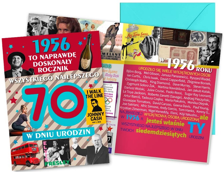 Karnet z kopertą Vision: Urodziny 70 (cyfry, roczniki) 2026 V-134