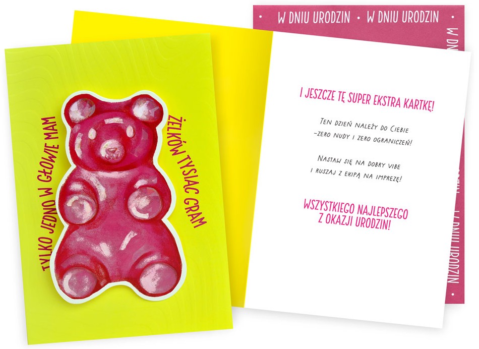 Karnet z kopertą Dream Cards: Urodziny (żelek miś) DK-1354