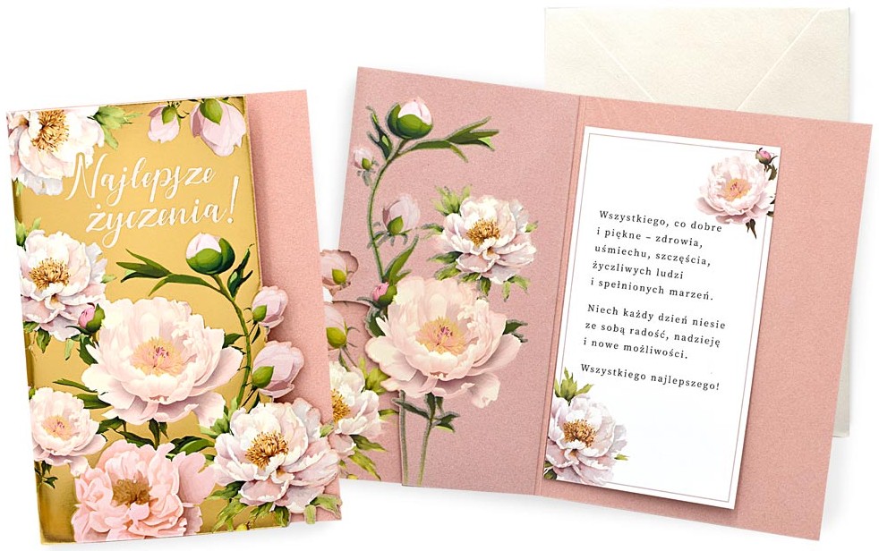 Karnet z kopertą Dream Cards: Ogólne życzenia (maki) DK-1383