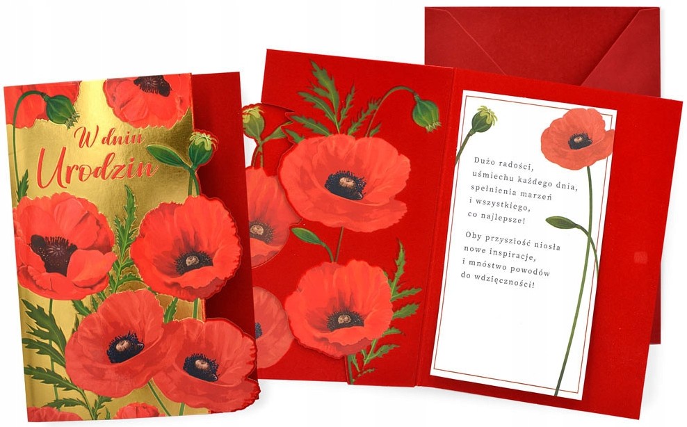 Karnet z kopertą Dream Cards: Urodziny (maki) DK-1382