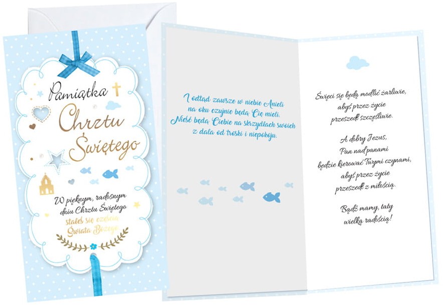Karnet z kopertą Dream Cards: Chrzest (niebieski) PM-070