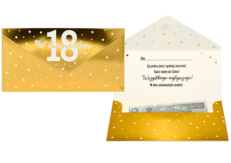 Koperta podarunkowa Urodziny 18 (cyfry, osiemnastka) KOP-033