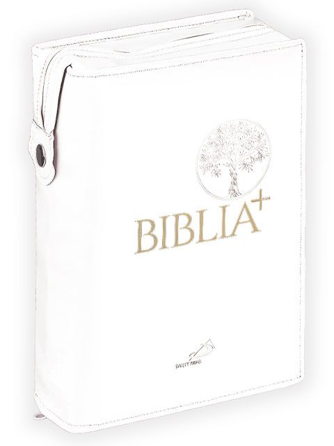 Oprawa / Okładka z suwakiem na Biblię PLUS - biała