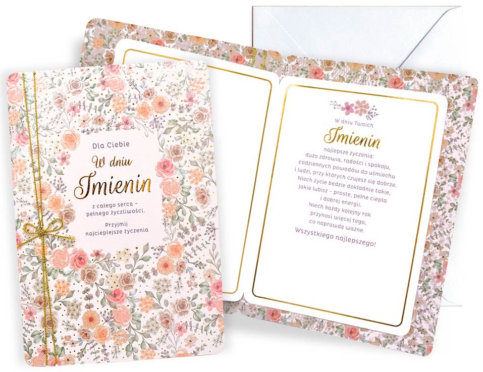 Karnet Dream Cards Plus: "W dniu imienin" (kwiatki) DKP-103