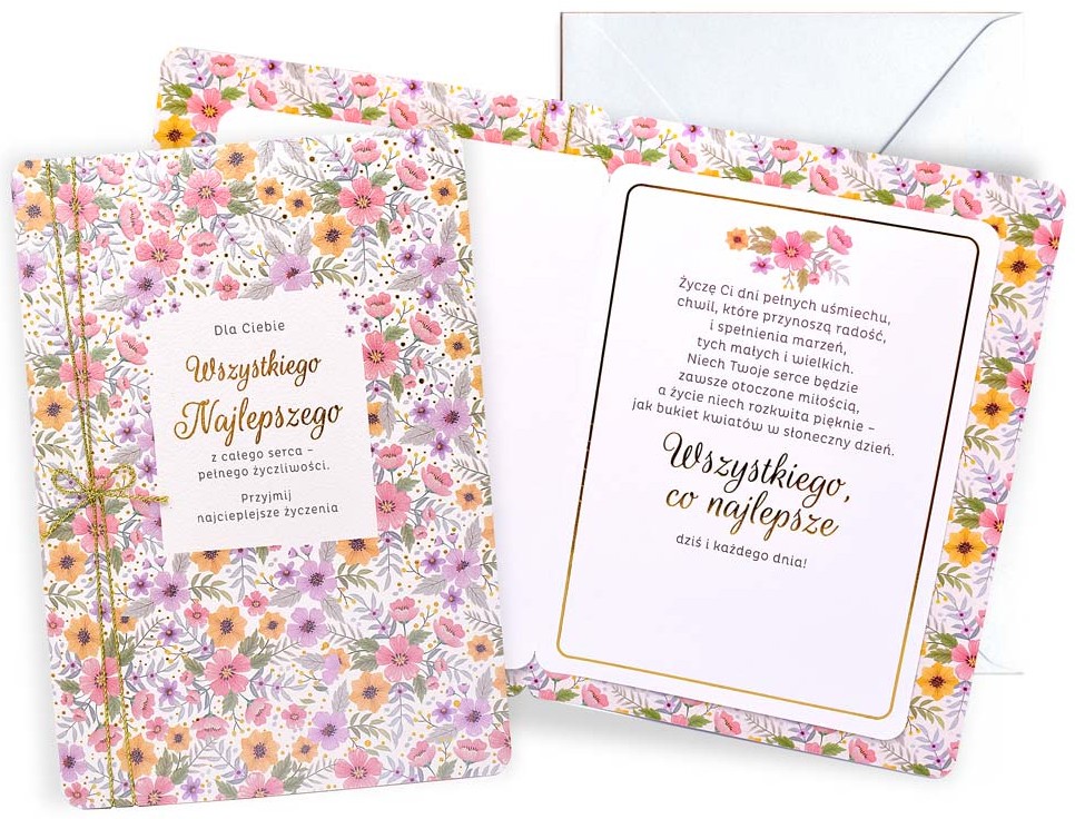 Karnet Dream Cards Plus: "Wszystkiego Najlepszego" (kwiatki) DKP-105