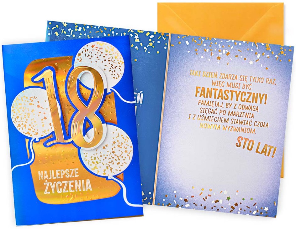 Karnet Dream Cards: Urodziny 18 (cyfry, osiemnastka, balony) DK-1424