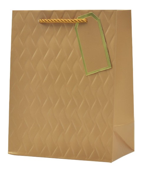 Torba prezentowa tłoczona (beżowa) 23x18x10 cm QPM-119