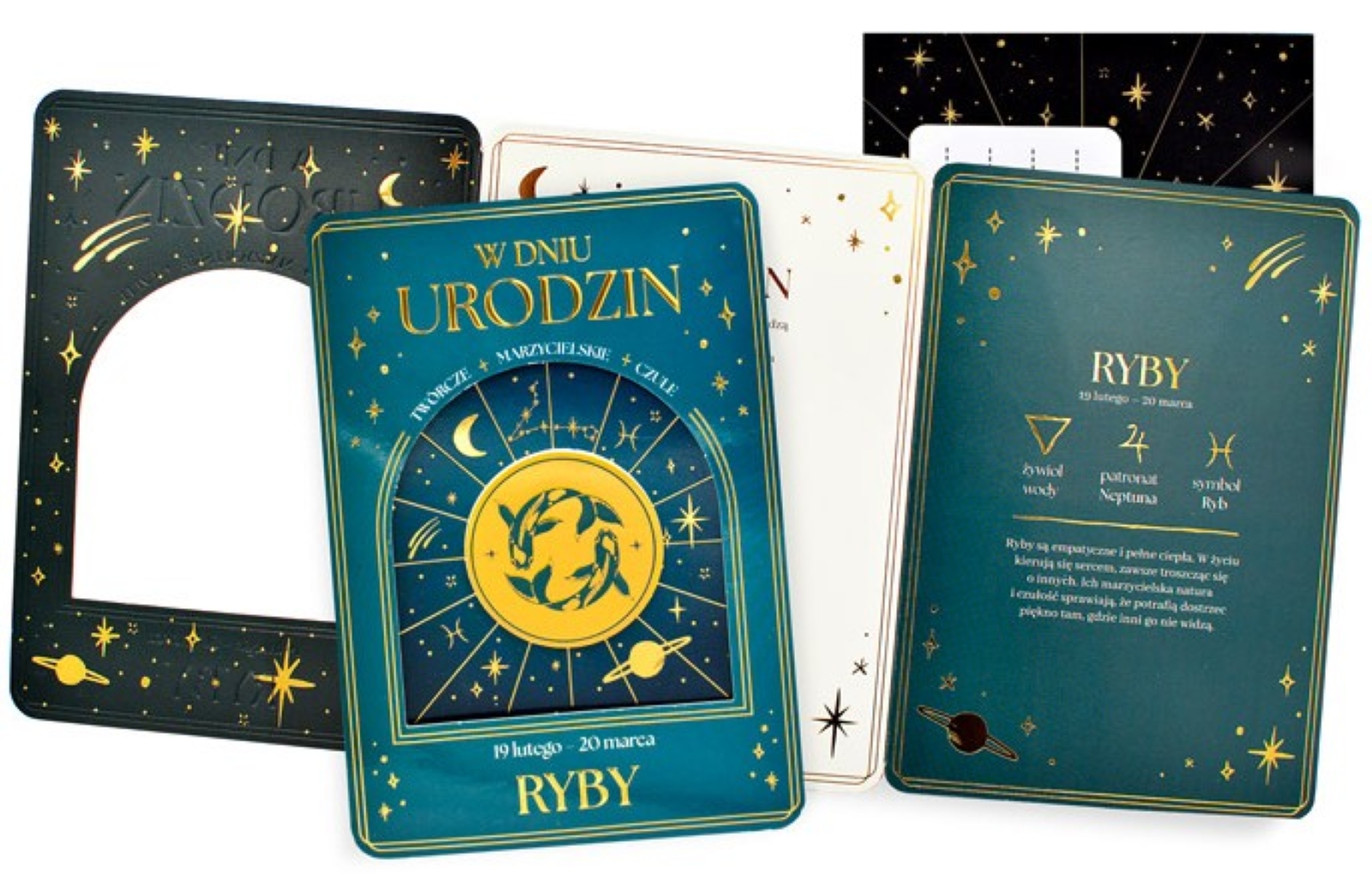 Karnet z kopertą: W DNIU URODZIN - znak zodiaku: RYBY DK-1440