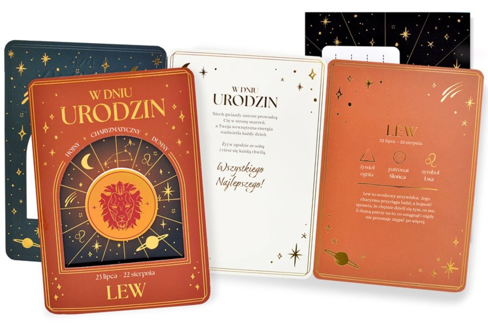 Karnet z kopertą: W DNIU URODZIN - znak zodiaku: LEW DK-1445