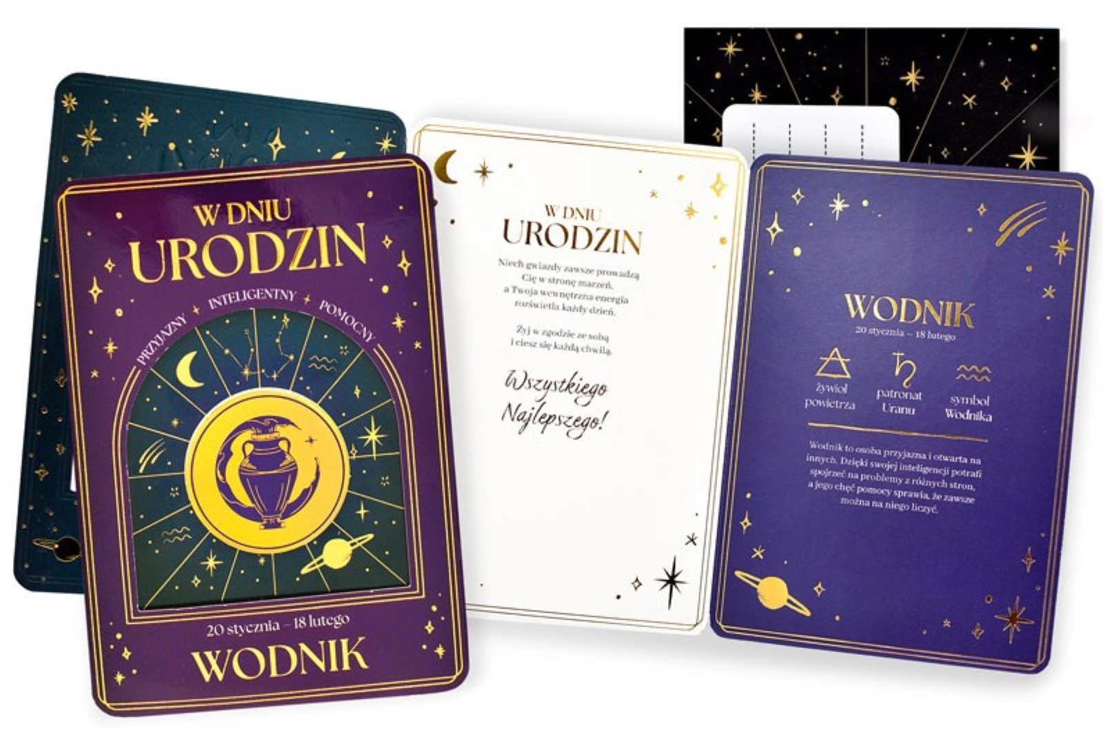 Karnet z kopertą: W DNIU URODZIN - znak zodiaku: WODNIK DK-1439