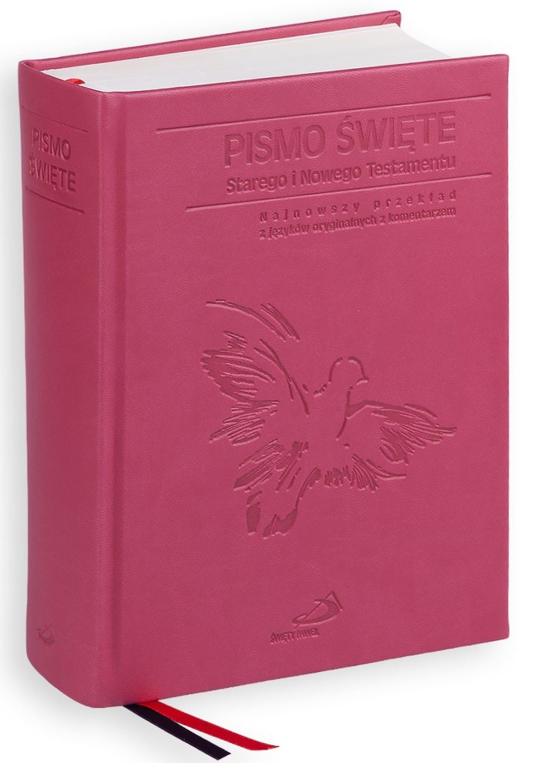 PISMO ŚWIĘTE ST i NT "z gołębicą" - duży format, oprawa twarda różowa