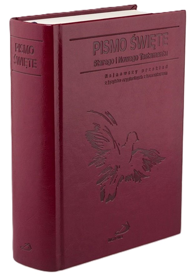 PISMO ŚWIĘTE ST i NT "z gołębicą" - duży format, oprawa twarda bordowa