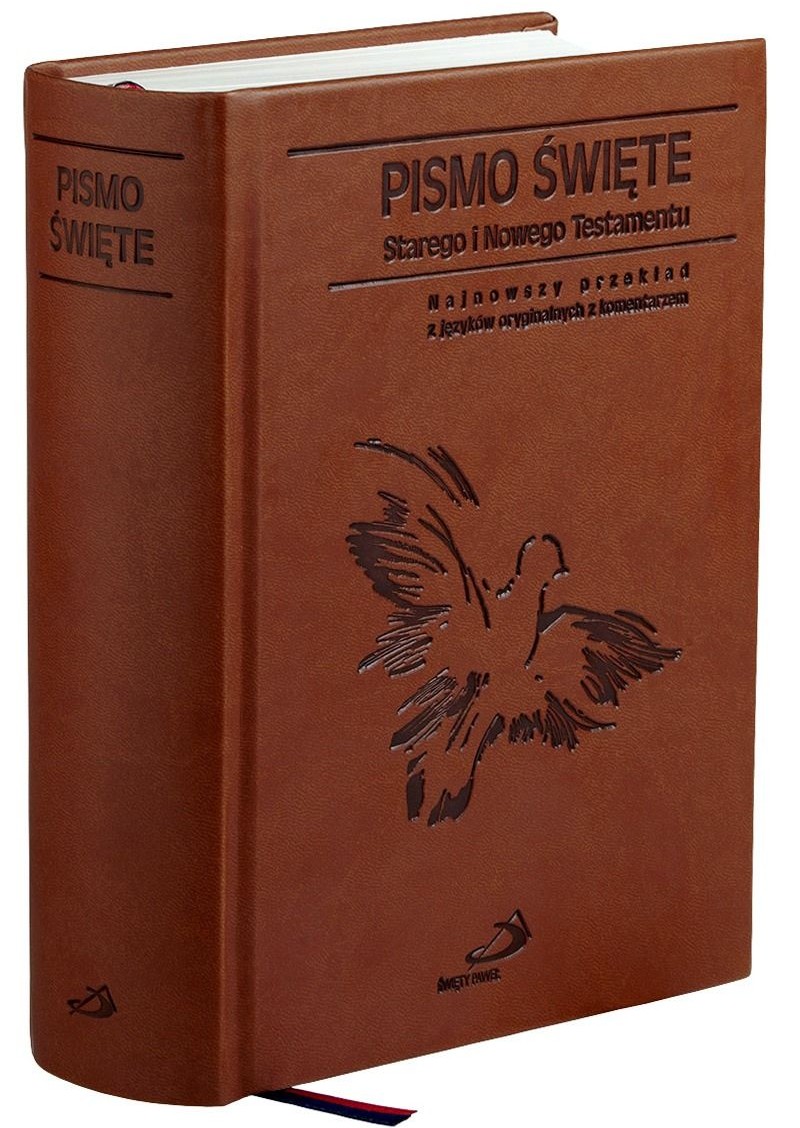 PISMO ŚWIĘTE ST i NT "z gołębicą" - duży format, oprawa twarda brązowa