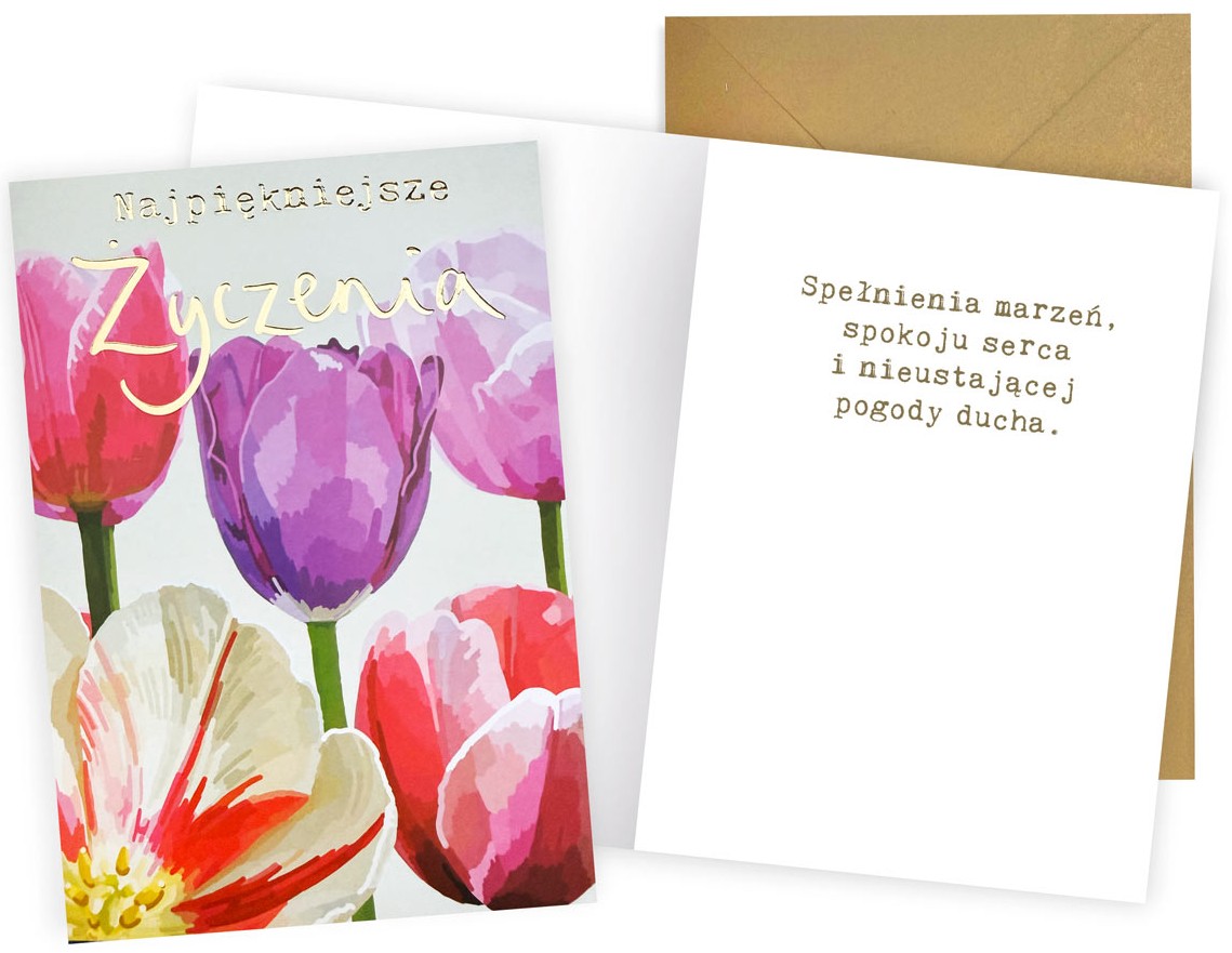 Karnet Vision z kopertą: Najpiękniejsze Życzenia (kwiaty) V-142