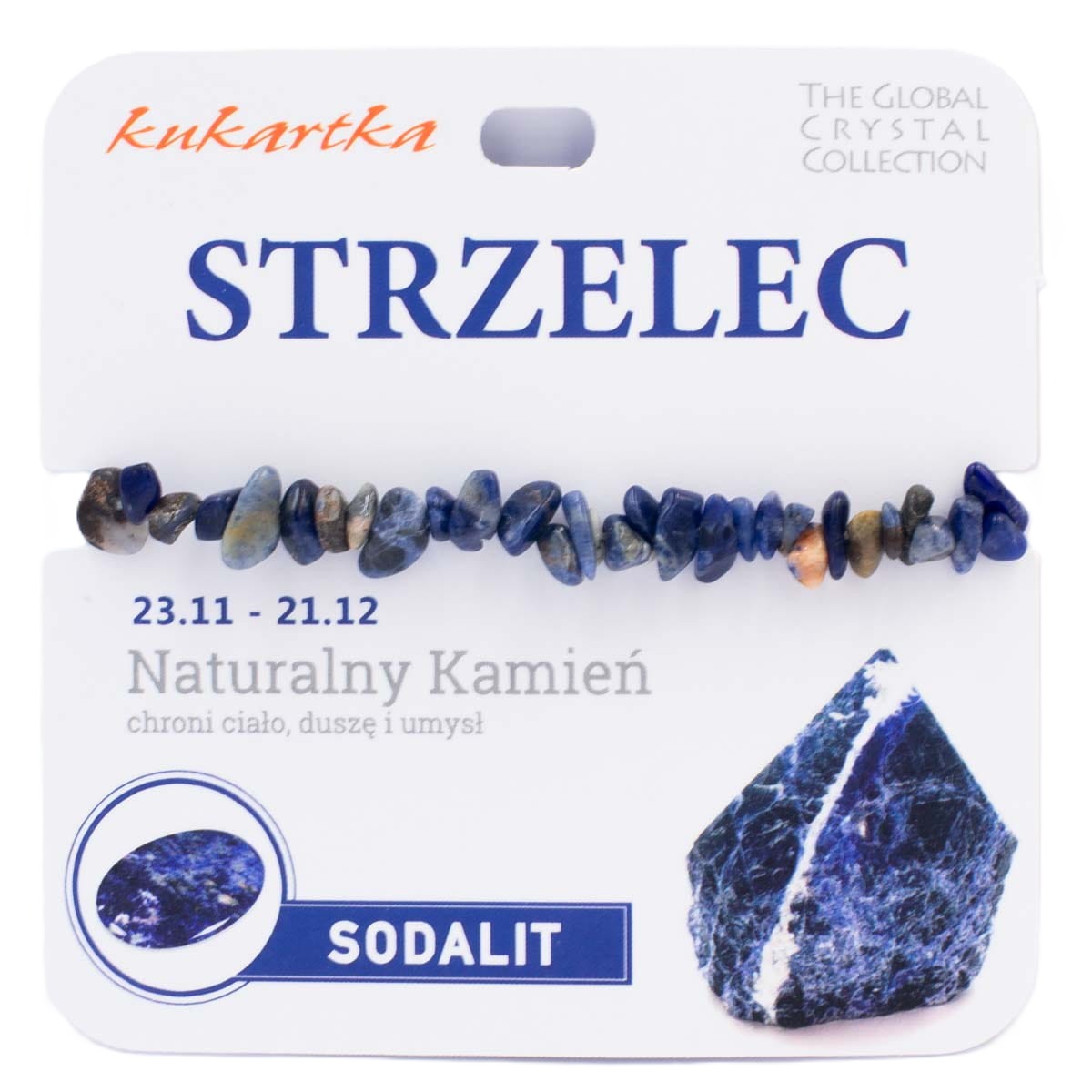 Bransoletka kukartka ZNAK ZODIAKU: STRZELEC (sodalit) - BRA-010