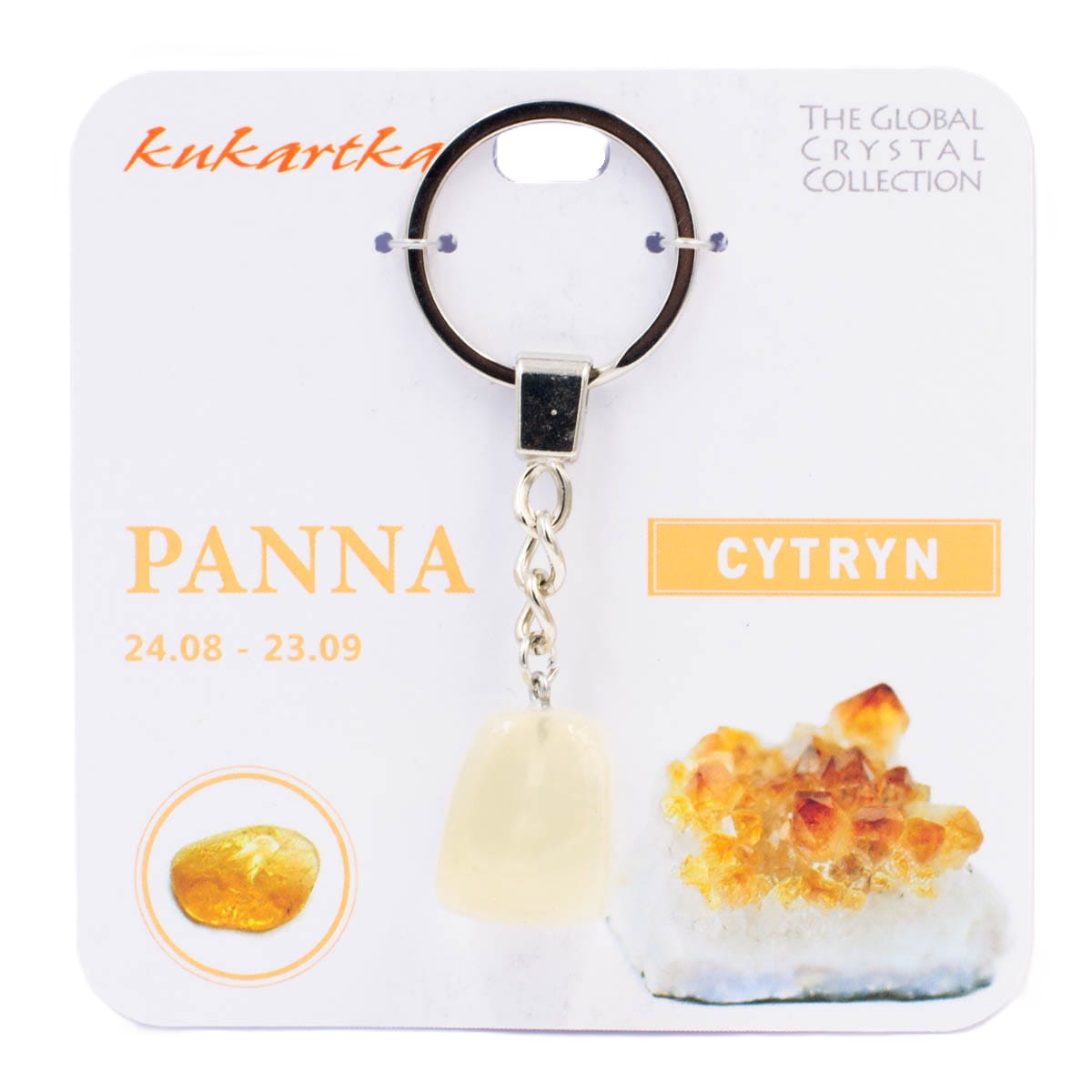 Brelok kukartka ZNAK ZODIAKU: PANNA (cytryn) - BKN-007