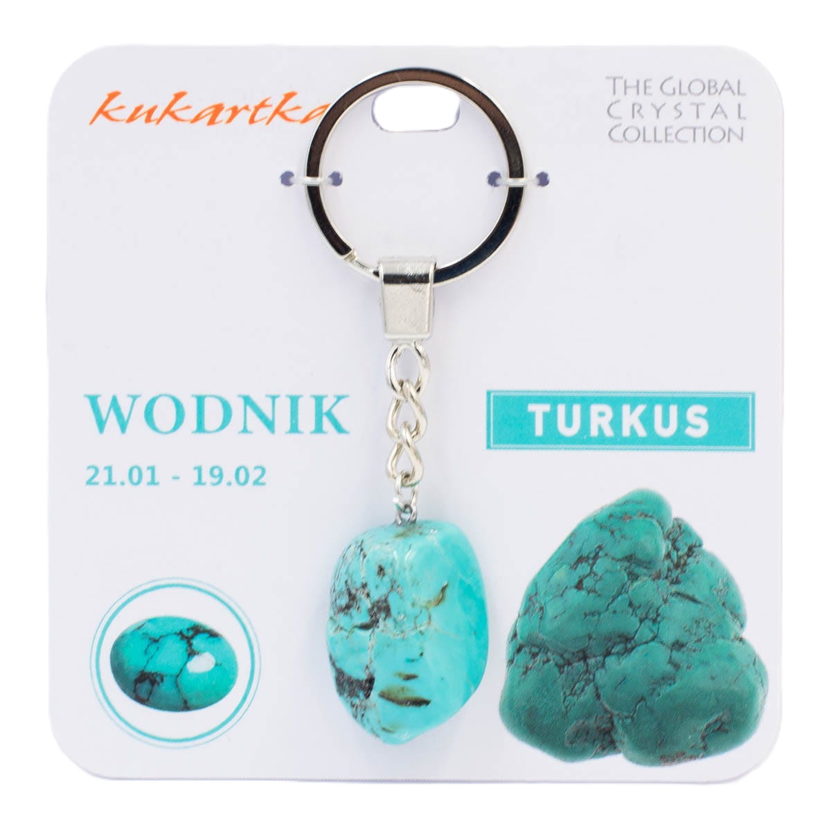 Brelok kukartka ZNAK ZODIAKU: WODNIK (turkus) - BKN-012