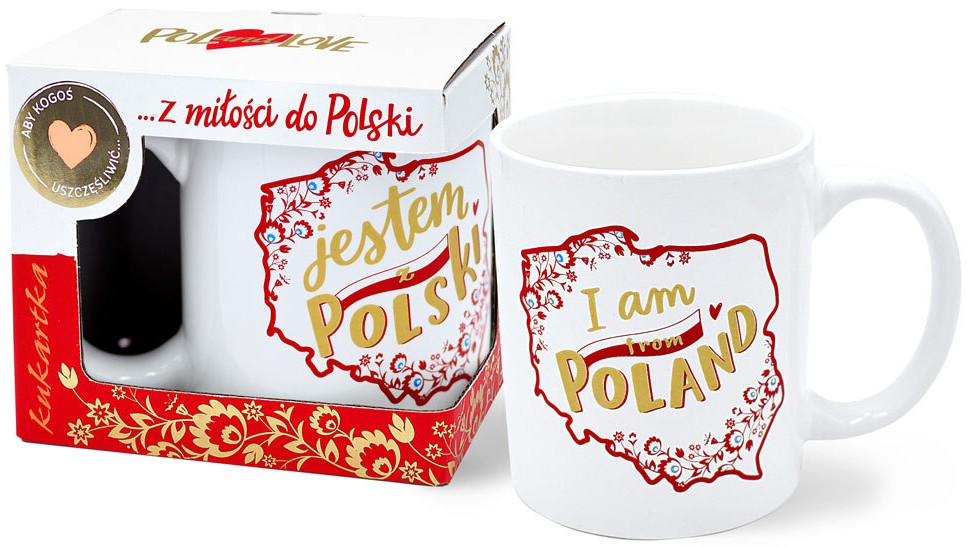 Kubek Premium kukartka "Jestem z POLSKI / I am from POLAND" 300 ml Q-1057