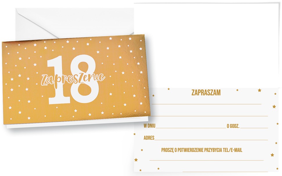 Zaproszenie z kopertą: Urodziny 18 (osiemnastka, cyfry) PMZ-136 (1 szt.)
